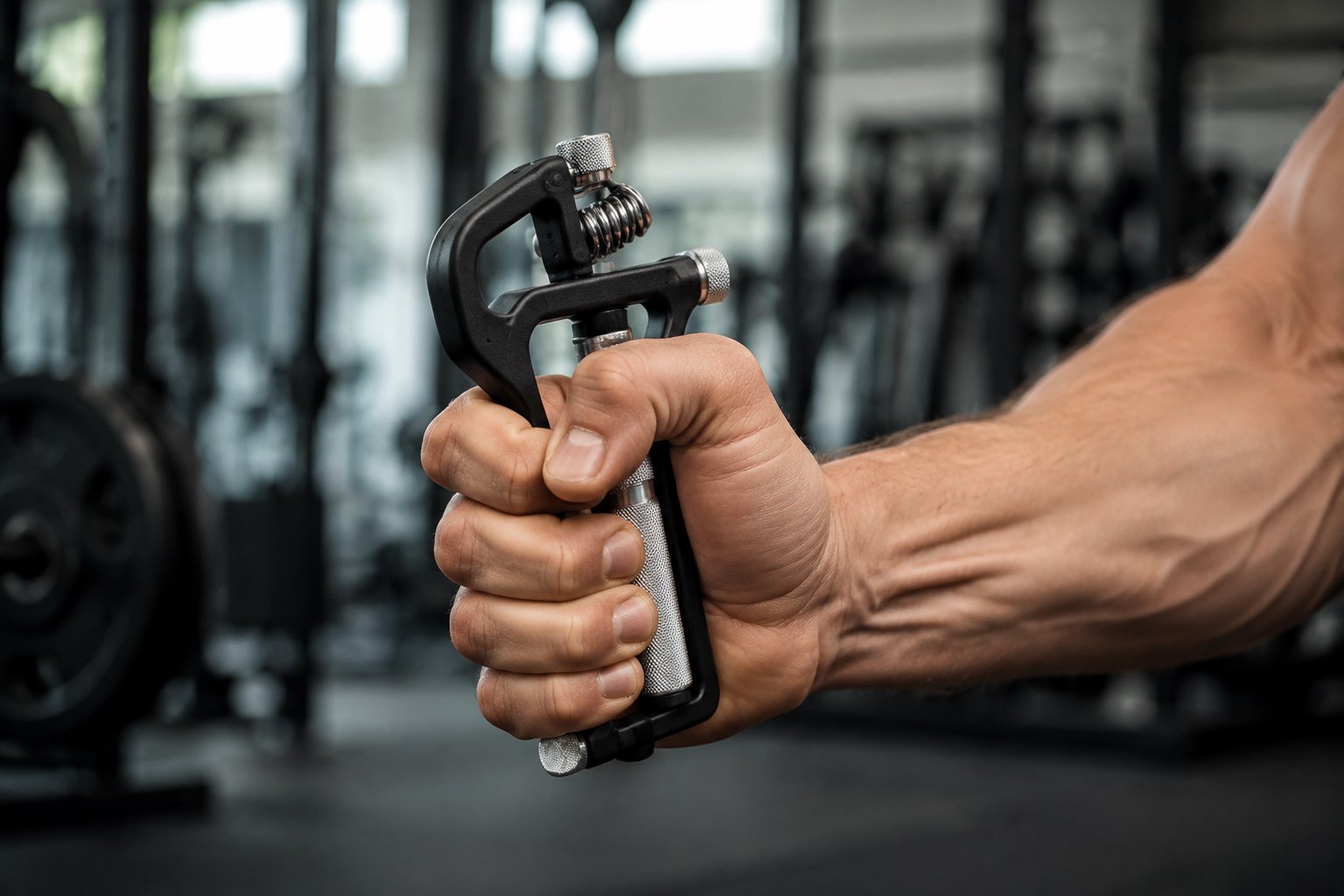 Hand-grip dynamometer test measuring grip strength for the police fitness assessment